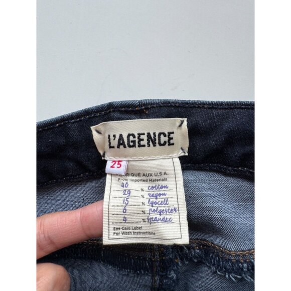 L'AGENCE Margot Midnight Dark Blue High Rise Skinny Ankle Jeans, Size 25 - Picture 13 of 15